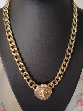 Chunky Gold Lion Head Chain Necklace